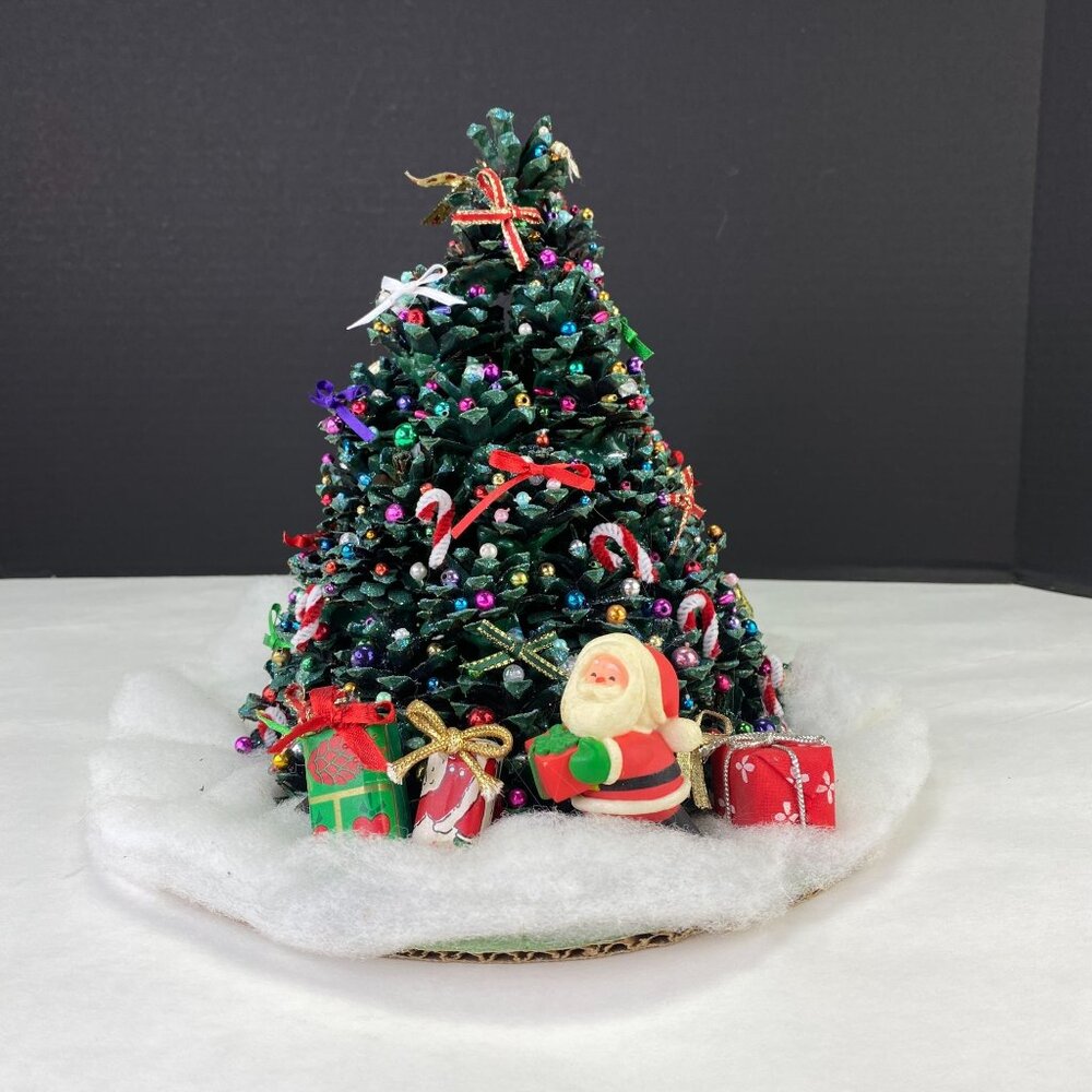 Vintage Handmade Pinecone Tabletop Christmas Tree